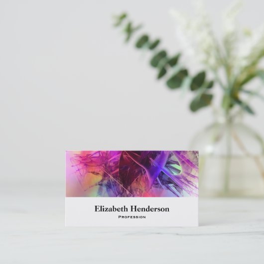 パープルとピンクスのモダン抽象芸術フラクタルデザイン 名刺 (スタンド正面)
