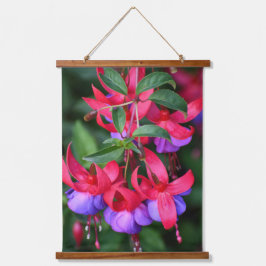 パープルとピンクバイカラー明るい赤紫色フローラ 吊り下げ型タペストリー