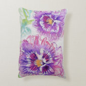 パープルとピンクパンジーのパンジー水彩クッション アクセントクッション (裏面(縦))
