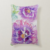 パープルとピンクパンジーのパンジー水彩クッション アクセントクッション (正面(垂直))
