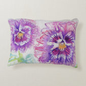 パープルとピンクパンジーのパンジー水彩クッション アクセントクッション (裏面)