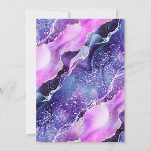 パープルとピンクマーメイドの瑪瑙フレーム誕生日 招待状 (裏面)