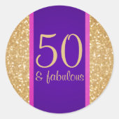 パープルとピンク50と素晴らしい50誕生日 ラウンドシール (正面)
