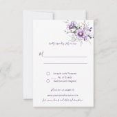パープルとブッシュ 水彩花フレーム | 出欠カード (裏面)