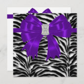パープルとブラックのゼブラ あらゆる行事のパーティー 招待状 (正面/裏面)