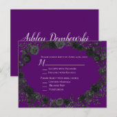 パープルとブラックのローズ ゴシックウェディング返信カード ポストカード (正面/裏面)