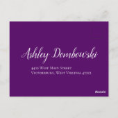 パープルとブラックのローズ ゴシックウェディング返信カード ポストカード (裏面)