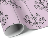 パープルとブラックのヴィンテージシャンデリア柄 ラッピングペーパー (ロールコーナー)