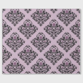 パープルとブラックのヴィンテージ ダマスク柄 ラッピングペーパー (フラット)