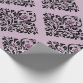 パープルとブラックのヴィンテージ ダマスク柄 ラッピングペーパー (角)