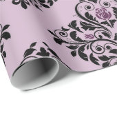 パープルとブラックのヴィンテージ ダマスク柄 ラッピングペーパー (ロールコーナー)