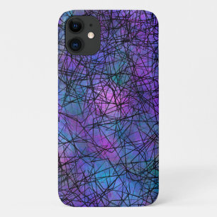 パープルとブラックの抽象芸術ラインユニークアート iPhone 11 ケース