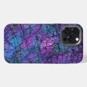 パープルとブラックの抽象芸術ラインユニークアート iPhoneケース (裏面横)
