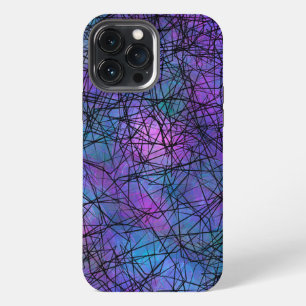 パープルとブラックの抽象芸術ラインユニークアート iPhone 13 PRO MAXケース