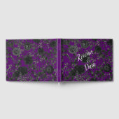 パープルとブラックバラ結婚ゴシックのゲストブック ゲストブック (全面)