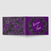 パープルとブラックバラ結婚ゴシックのゲストブック ゲストブック (全面)