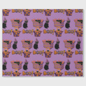 パープルとブラック猫/ハロウィーンブクラフト ラッピングペーパー (フラット)