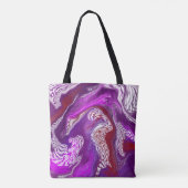 パープルとブルゴーニュ絵画ーのスタイル流体アート トートバッグ (裏面)