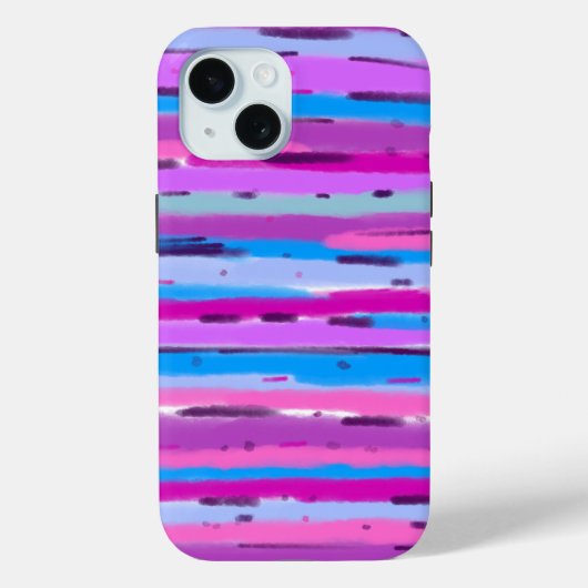 パープルとブルーのストライプアート Case-Mate iPhoneケース (裏面)