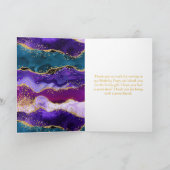 パープルとブルーのピーコックアゲート 誕生日 サンキューカード (内部)