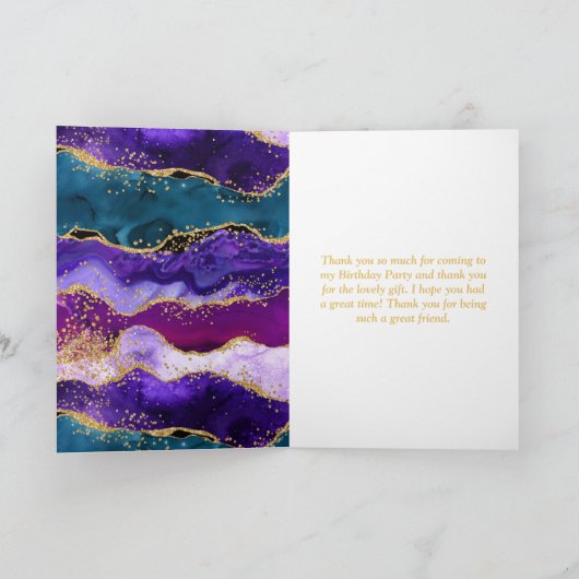 パープルとブルーのピーコックアゲート 誕生日 サンキューカード (内部)