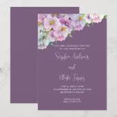 パープルとブルーのワイルドフラワーズ パープルのガーデンウェディング 招待状 (正面/裏面)