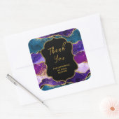 パープルとブルーの孔雀のアガテのビジネスありがとう スクエアシール (封筒)
