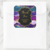 パープルとブルーの孔雀のアガテのビジネスありがとう スクエアシール (バッグ)