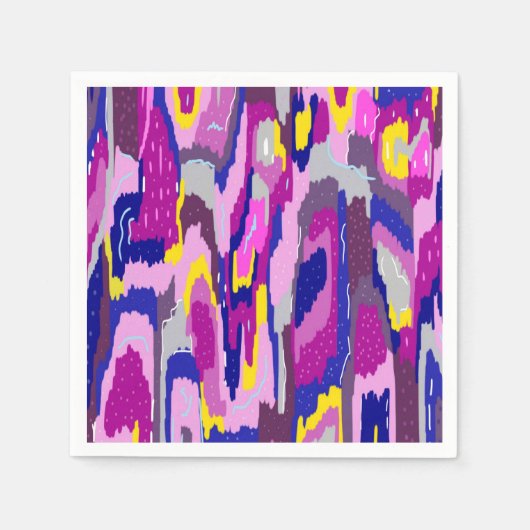 パープルとブルーの抽象芸術スター スタンダードカクテルナプキン (正面)