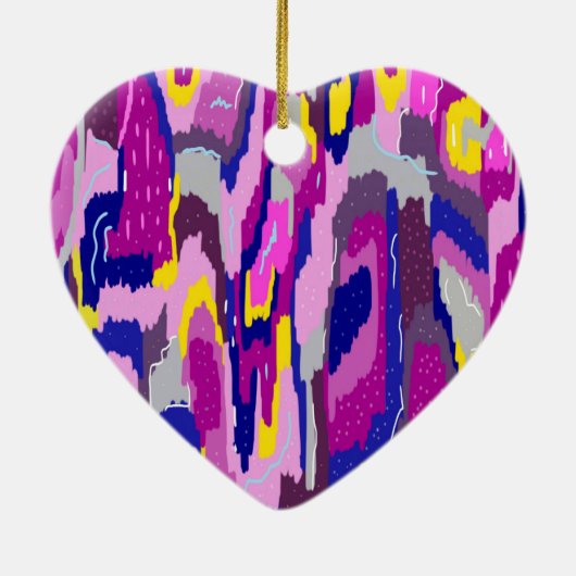 パープルとブルーの抽象芸術スター セラミックオーナメント (裏面)