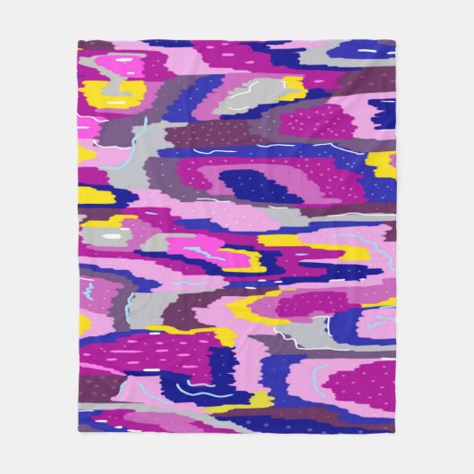 パープルとブルーの抽象芸術スター フリースブランケット (正面)