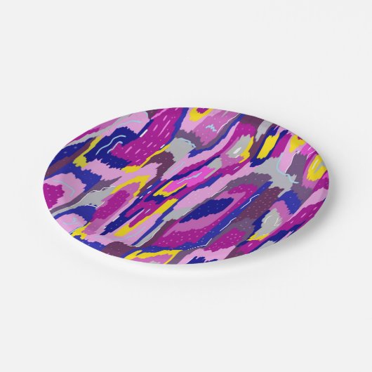 パープルとブルーの抽象芸術スター ペーパープレート (アングル)