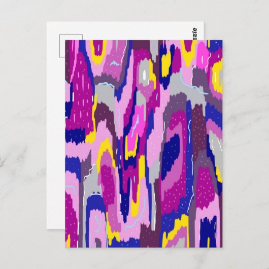 パープルとブルーの抽象芸術スター ポストカード (正面/裏面)