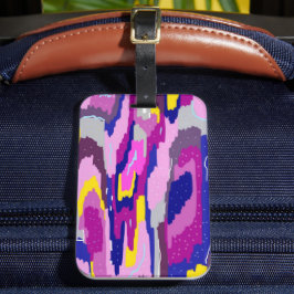 パープルとブルーの抽象芸術スター ラゲッジタグ