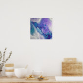 パープルとブルーの流体抽象芸術モダン大理石芸術 ポスター (キッチン)