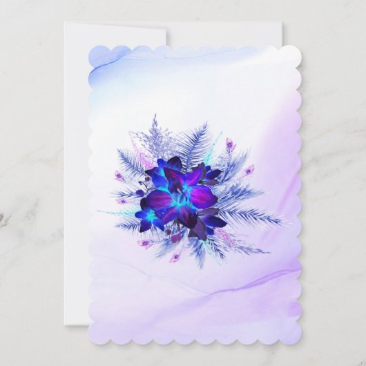 パープルとブルーの蘭のキンセアニエラ招待状 招待状 (裏面)