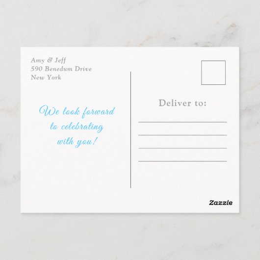 パープルとブルーの雪の結晶の誕生日パーティー ポストカード (裏面)