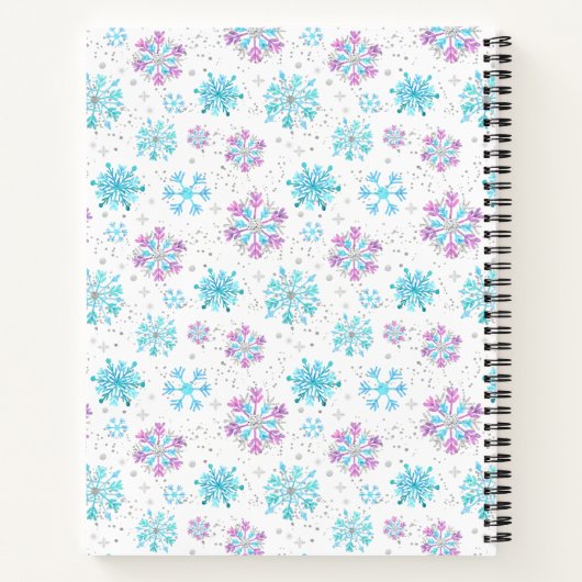 パープルとブルーの雪の結晶 出生記録帳 ノートブック (裏面)
