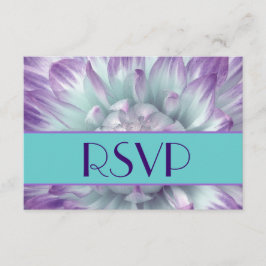 パープルとブルーダリア花びらRSVP 結婚's 出欠カード