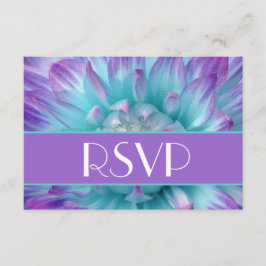 パープルとブルーダリア花びらRSVP 結婚's 出欠カード