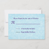 パープルとブルーダリア花びらRSVP 結婚's 出欠カード (裏面)