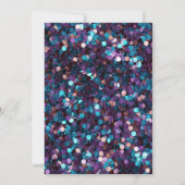 パープルとブルーマーメイドシークインフレーム誕生日 招待状 (裏面)