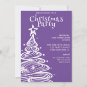 パープルとホワイトのクリスマスツリーパーティー 招待状 (正面)