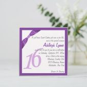 パープルとホワイトのスクエア スイート16 招待状 (スタンド正面)