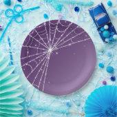 パープルとホワイトのスパークリングダイヤモンドスパイダーウェブ ペーパープレート (パーティー)