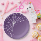 パープルとホワイトのスパークリングダイヤモンドスパイダーウェブ ペーパープレート (パーティー)