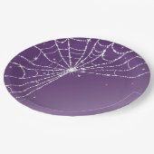 パープルとホワイトのスパークリングダイヤモンドスパイダーウェブ ペーパープレート (アングル)