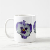 パープルとホワイトのパンジーカラフルフローラ コーヒーマグカップ (左)