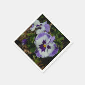 パープルとホワイトのパンジーカラフルフローラ スタンダードカクテルナプキン (角)