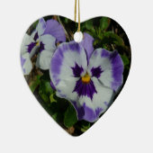 パープルとホワイトのパンジーカラフルフローラ セラミックオーナメント (右)